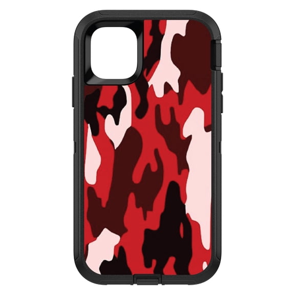 DistinctInk Custom SKIN / DECAL compatible with OtterBox Defender for iPhone 11 (6.1" Screen) - Red Black Camouflage - Camouflage Pattern