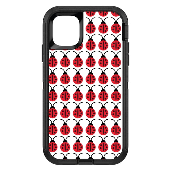 DistinctInk Custom SKIN / DECAL compatible with OtterBox Defender for iPhone 11 (6.1" Screen) - Red White Black Lady Bugs