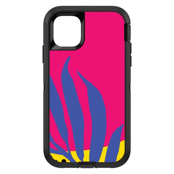 DistinctInk Custom SKIN / DECAL compatible with OtterBox Defender for iPhone 11 (6.1" Screen) - Summer Vibes Bold Flower Blue Pink Yellow