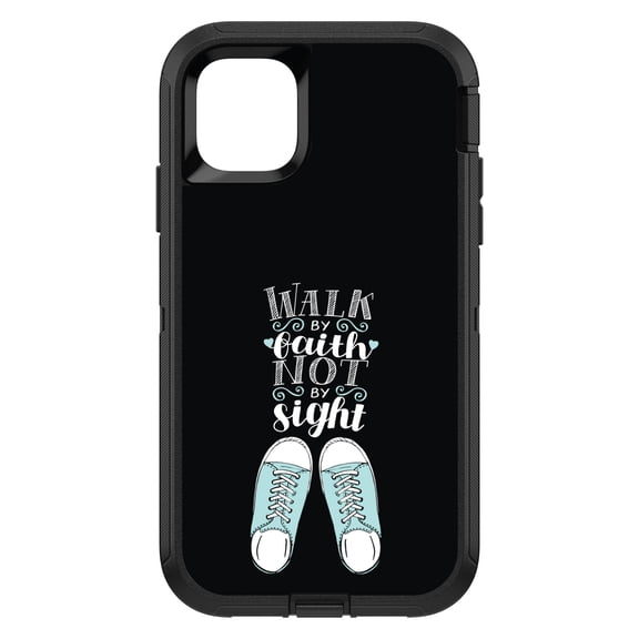 DistinctInk Custom SKIN / DECAL compatible with OtterBox Defender for iPhone 11 (6.1" Screen) - Walk By Faith Not By Sign - Sneakers