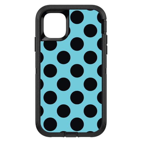 DistinctInk Custom SKIN / DECAL compatible with OtterBox Defender for iPhone 11 Pro (5.8" Screen) - Black & Blue Polka Dots