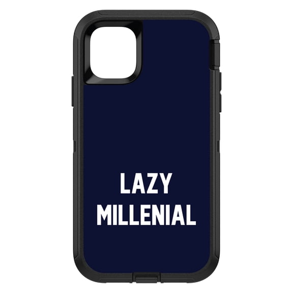 DistinctInk Custom SKIN / DECAL compatible with OtterBox Defender for iPhone 11 Pro (5.8" Screen) - Lazy Millenial - Navy & White