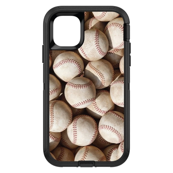 DistinctInk Custom SKIN / DECAL compatible with OtterBox Defender for iPhone 11 Pro (5.8" Screen) - Old Baseballs - Show Your Love of Baseball