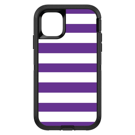 DistinctInk Custom SKIN / DECAL compatible with OtterBox Defender for iPhone 11 Pro (5.8" Screen) - Purple & White Bold Horizontal Stripes