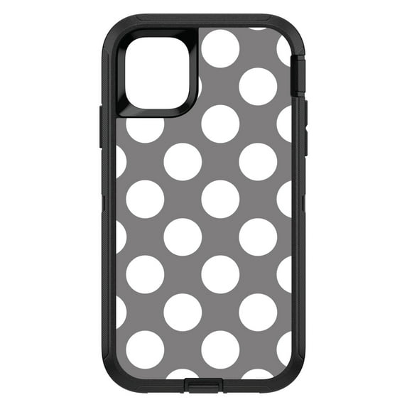 DistinctInk Custom SKIN / DECAL compatible with OtterBox Defender for iPhone 11 Pro (5.8" Screen) - White & Grey Polka Dots