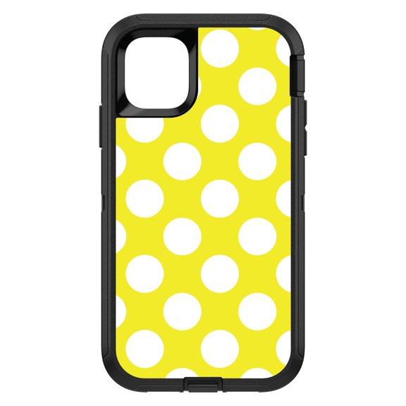 DistinctInk Custom SKIN / DECAL compatible with OtterBox Defender for iPhone 11 Pro (5.8" Screen) - White & Yellow Polka Dots