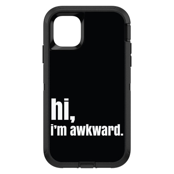 DistinctInk Custom SKIN / DECAL compatible with OtterBox Defender for iPhone 11 Pro MAX (6.5" Screen) - Black White "hi, I'm awkward."