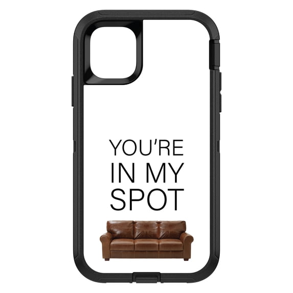 DistinctInk Custom SKIN / DECAL compatible with OtterBox Defender for iPhone 11 Pro MAX (6.5" Screen) - Brown Couch "You're in My Spot"