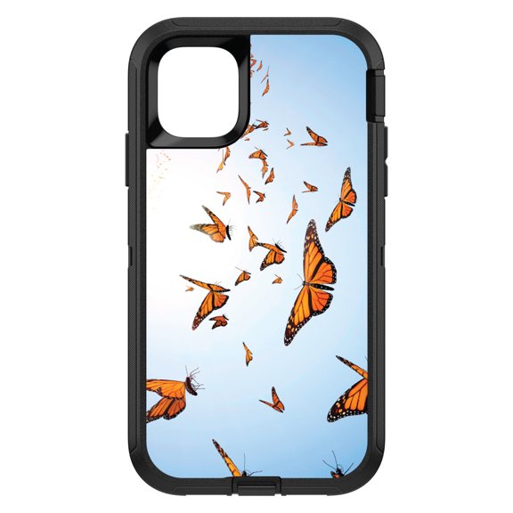 DistinctInk Custom SKIN / DECAL compatible with OtterBox Defender for iPhone 11 Pro MAX (6.5" Screen) - Flying Monarch Butterflies
