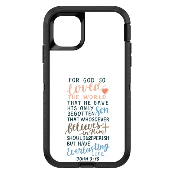DistinctInk Custom SKIN / DECAL compatible with OtterBox Defender for iPhone 11 Pro MAX (6.5" Screen) - John 3:16 - For God So Loved The World