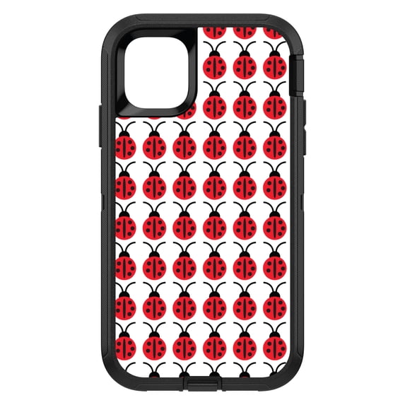 DistinctInk Custom SKIN / DECAL compatible with OtterBox Defender for iPhone 11 Pro MAX (6.5" Screen) - Red White Black Lady Bugs