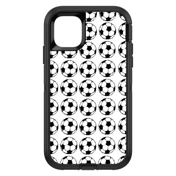 DistinctInk Custom SKIN / DECAL compatible with OtterBox Defender for iPhone 11 Pro MAX (6.5" Screen) - Soccer Balls Drawing