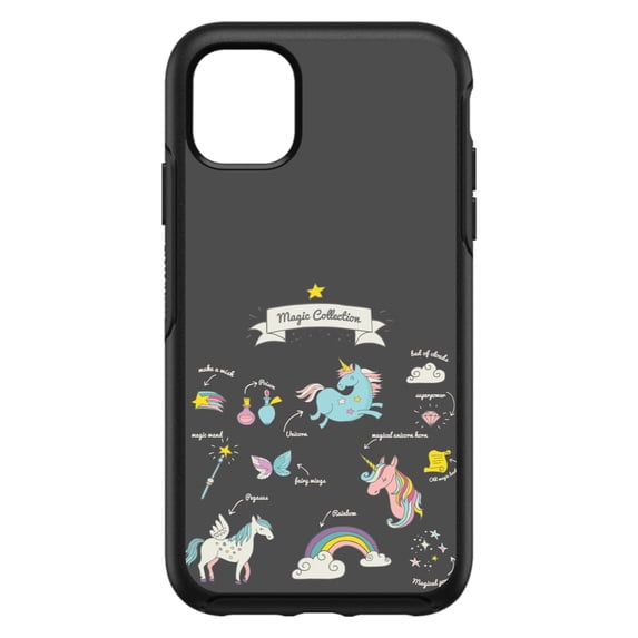 DistinctInk Custom SKIN / DECAL compatible with OtterBox Symmetry for iPhone 11 (6.1" Screen) - Magic Collection Grey - Unicorn, Rainbow