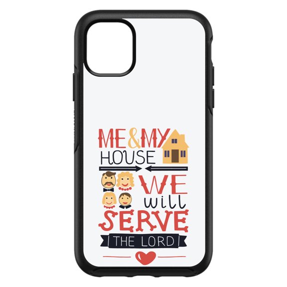 DistinctInk Custom SKIN / DECAL compatible with OtterBox Symmetry for iPhone 11 (6.1" Screen) - Me & My House We Will Serve the Lord