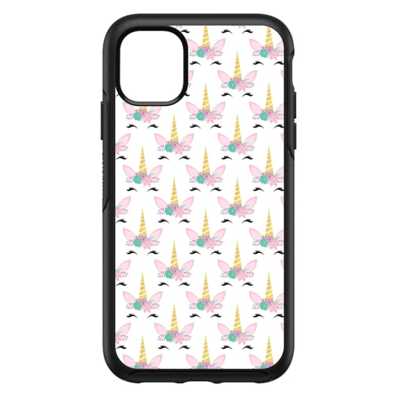DistinctInk Custom SKIN / DECAL compatible with OtterBox Symmetry for iPhone 11 (6.1" Screen) - Pastel Unicorn Pattern - White Pink Teal