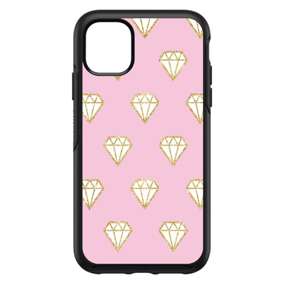 DistinctInk Custom SKIN / DECAL compatible with OtterBox Symmetry for iPhone 11 (6.1" Screen) - Pink & Gold Print - Diamond Pattern