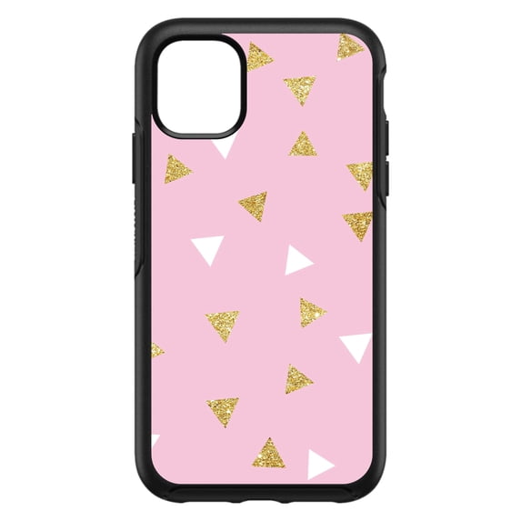 DistinctInk Custom SKIN / DECAL compatible with OtterBox Symmetry for iPhone 11 (6.1" Screen) - Pink & Gold Print - Triangles Pattern