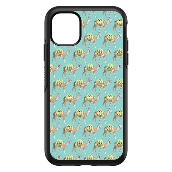 DistinctInk Custom SKIN / DECAL compatible with OtterBox Symmetry for iPhone 11 (6.1" Screen) - Preppy Pattern - Camels on Teal Background