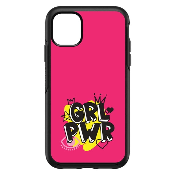DistinctInk Custom SKIN / DECAL compatible with OtterBox Symmetry for iPhone 11 Pro (5.8" Screen) - Girl Power - GRL PWR - Pink Yellow Black