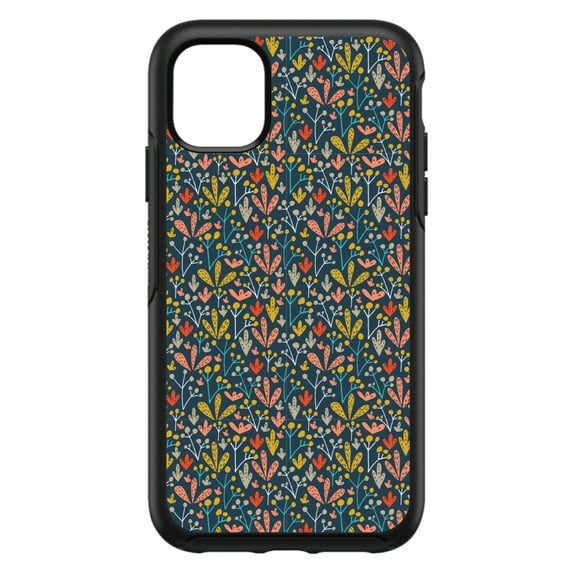 DistinctInk Custom SKIN / DECAL compatible with OtterBox Symmetry for iPhone 11 Pro (5.8" Screen) - Modern Floral - Navy Yellow Teal