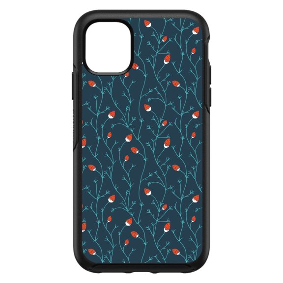 DistinctInk Custom SKIN / DECAL compatible with OtterBox Symmetry for iPhone 11 Pro (5.8" Screen) - Modern Floral - Strawberry Vine - Teal Navy