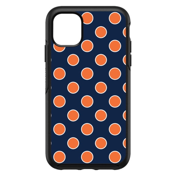 DistinctInk Custom SKIN / DECAL compatible with OtterBox Symmetry for iPhone 11 Pro (5.8" Screen) - Navy Orange White Polka Dots