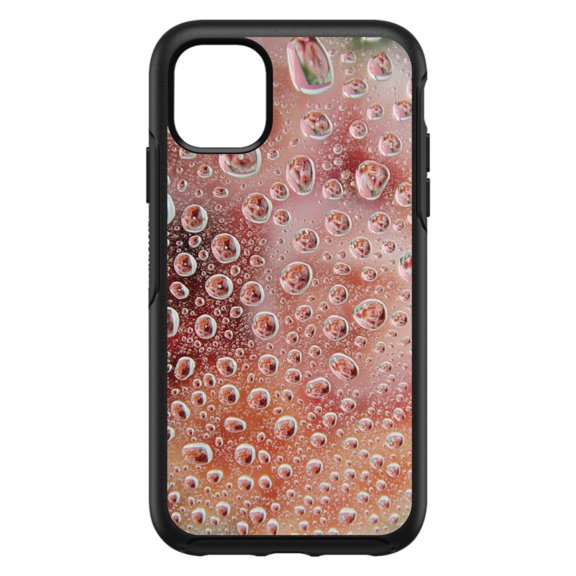 DistinctInk Custom SKIN / DECAL compatible with OtterBox Symmetry for iPhone 11 Pro (5.8" Screen) - Red Water Droplets Glass