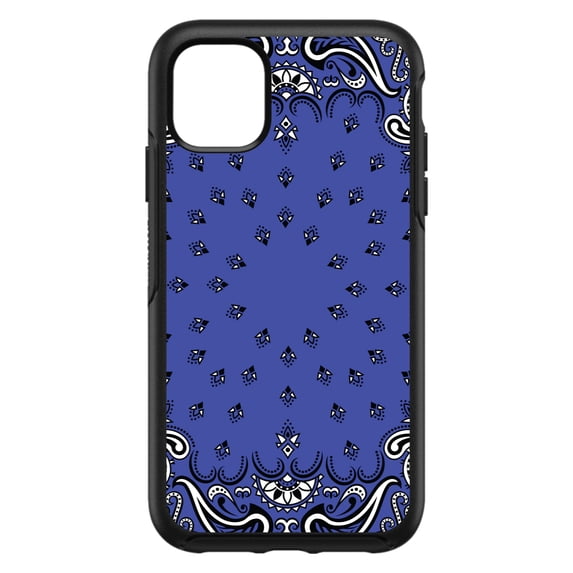 DistinctInk Custom SKIN / DECAL compatible with OtterBox Symmetry for iPhone 11 Pro MAX (6.5" Screen) - Bandana Print - Blue, Black, White