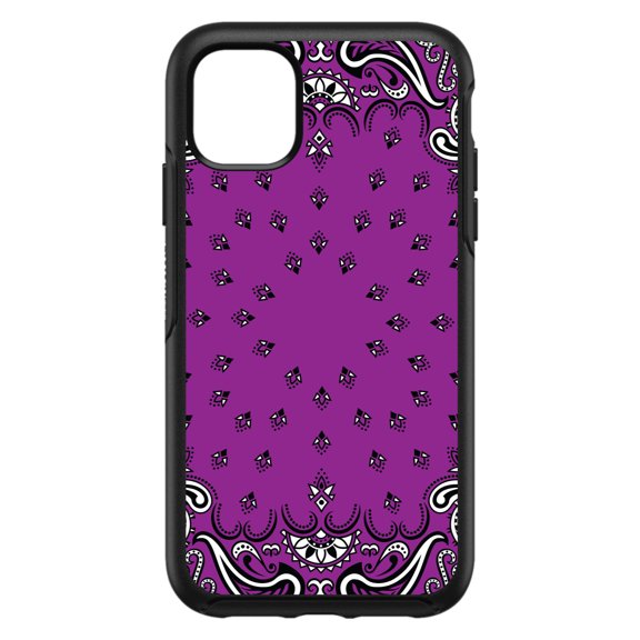 DistinctInk Custom SKIN / DECAL compatible with OtterBox Symmetry for iPhone 11 Pro MAX (6.5" Screen) - Bandana Print - Purple, Black, White