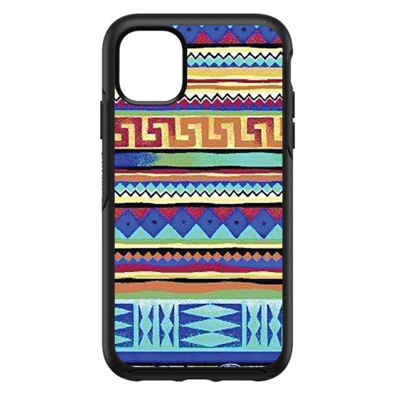 DistinctInk Custom SKIN / DECAL compatible with OtterBox Symmetry for iPhone 11 Pro MAX (6.5" Screen) - Blue Red Yellow Tribal Print