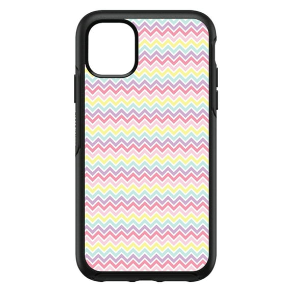 DistinctInk Custom SKIN / DECAL compatible with OtterBox Symmetry for iPhone 11 Pro MAX (6.5" Screen) - Rainbow Chevron Stripes Pattern