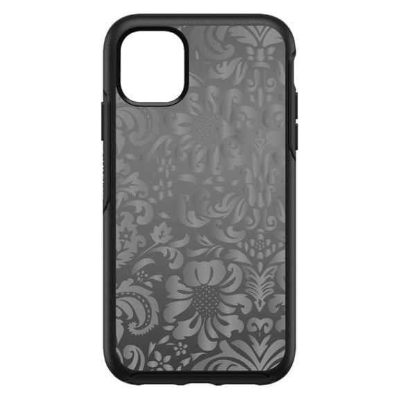 DistinctInk Custom SKIN / DECAL compatible with OtterBox Symmetry for iPhone 11 Pro MAX (6.5" Screen) - Shades of Grey Floral Pattern