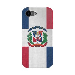 DistinctInk Dominican Republic Flag Pride Tough Case for iPhone 16e - MagSafe Compatible, 2-Layer Shockproof Cover
