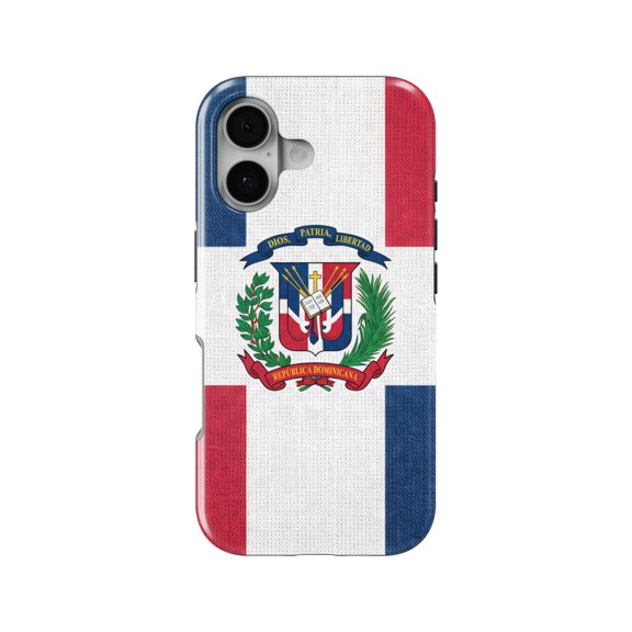 DistinctInk Dominican Republic Flag Pride Tough Case for iPhone 17 - MagSafe Compatible, 2-Layer Shockproof Cover