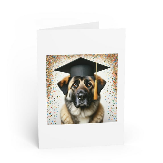 DistinctInk Greeting Card / Note Card - Anatolian Shepherd Dog Graduation - PACK of 3