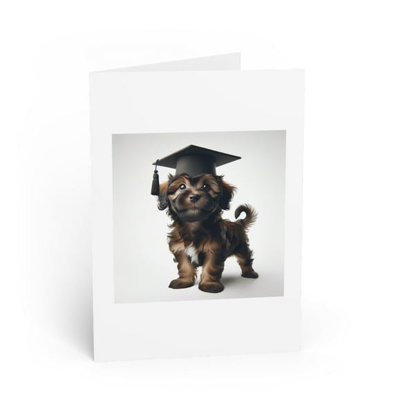 DistinctInk Greeting Card / Note Card - Barbet Puppy Graduation - PACK of 100