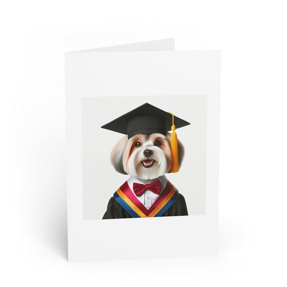 DistinctInk Greeting Card / Note Card - Biewer Terrier Graduation - PACK of 1