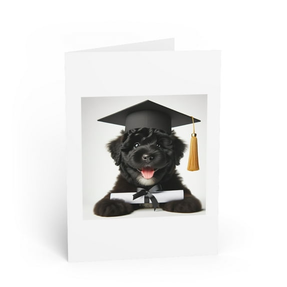 DistinctInk Greeting Card / Note Card - Bouvier De Flandre Puppy Graduation - PACK of 25