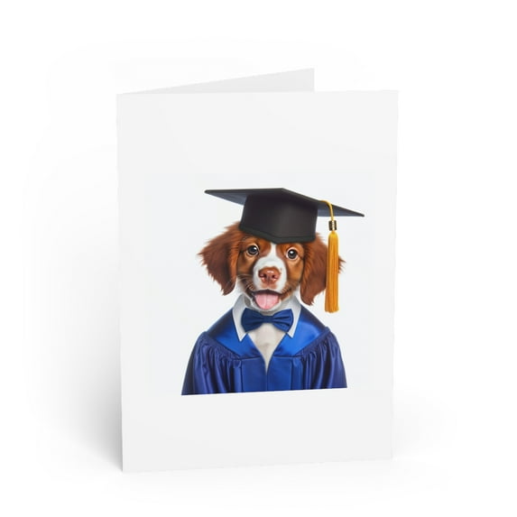 DistinctInk Greeting Card / Note Card - Brittany Puppy Graduation - PACK of 25