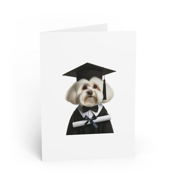 DistinctInk Greeting Card / Note Card - Coton De Tulear Graduation - PACK of 100