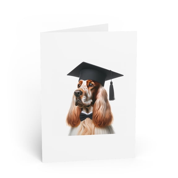 DistinctInk Greeting Card / Note Card - English Setter Graduation - PACK of 3