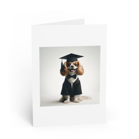 DistinctInk Greeting Card / Note Card - English Toy Spaniel Graduation - PACK of 5
