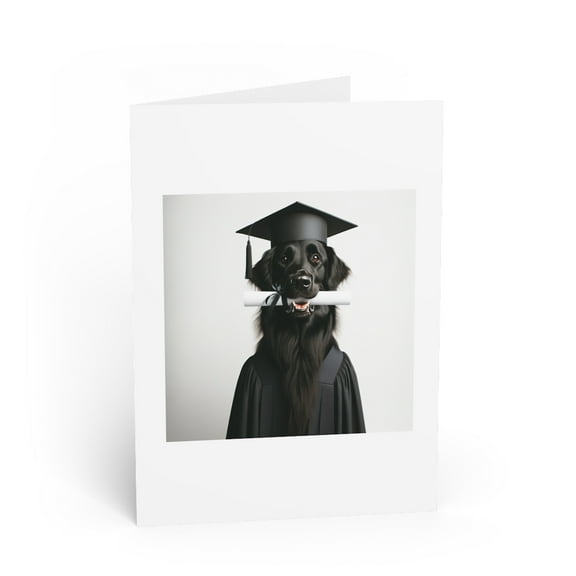 DistinctInk Greeting Card / Note Card - Flat-coated Retriever Graduation - PACK of 1