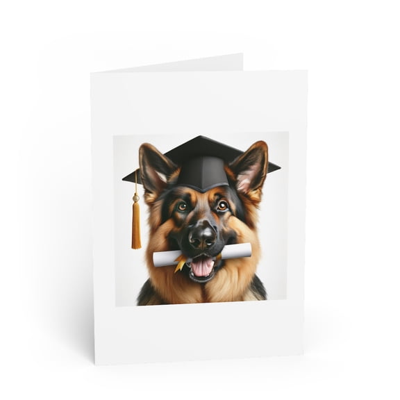 DistinctInk Greeting Card / Note Card - German Shepherd Dog Graduation - PACK of 1