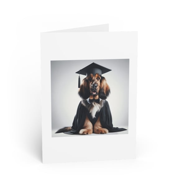 DistinctInk Greeting Card / Note Card - Grand Basset Griffon Vendéen Graduation - PACK of 3