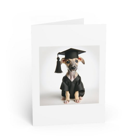 DistinctInk Greeting Card / Note Card - Greyhound Puppy Graduation - PACK of 5