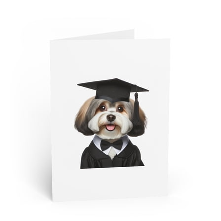DistinctInk Greeting Card / Note Card - Havanese Graduation - PACK of 5