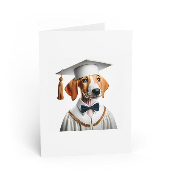 DistinctInk Greeting Card / Note Card - Ibizan Hound Puppy Graduation - PACK of 5