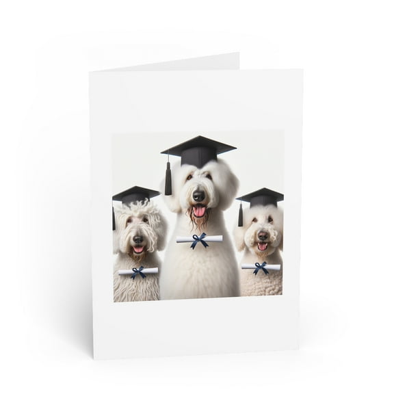 DistinctInk Greeting Card / Note Card - Komondorok Graduation - PACK of 10