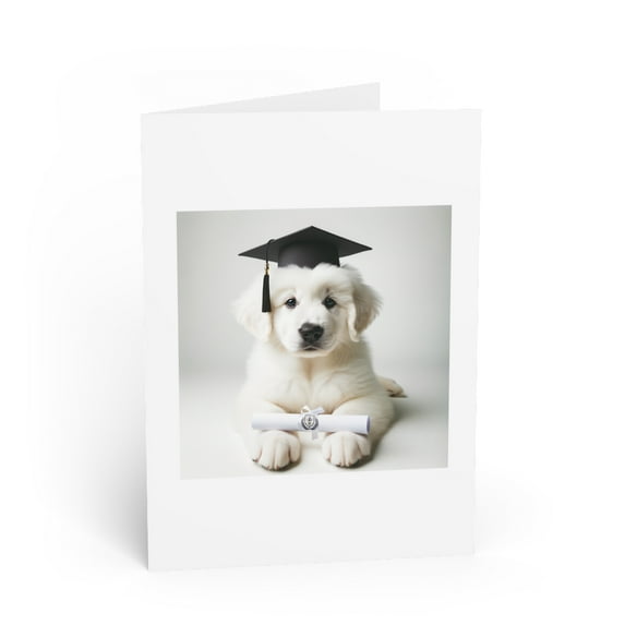 DistinctInk Greeting Card / Note Card - Kuvaszok Puppy Graduation - PACK of 25